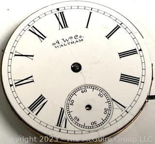 (3) Enamel Pocket Watch Faces, 2 with movements: SN's 3196589 and 7879532