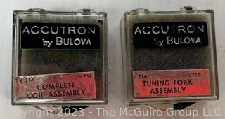 Box of Accutron Watch Parts.  See all the photos for more detail. Does not include metal box