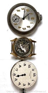 Three (3) Pocket Watch and Wrist Watch Movements