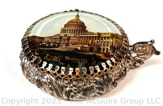 Washington DC Capital Building Souvenir Trinket Box with Reverse Painted Glass Lid