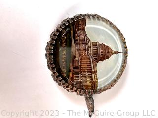 Washington DC Capital Building Souvenir Trinket Box with Reverse Painted Glass Lid