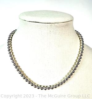 Sterling Silver Bead Necklace. 