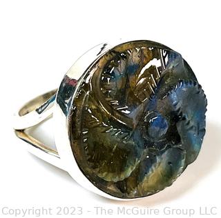 Carved Labradorite Sterling Silver Ring