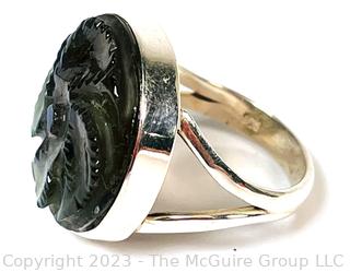 Carved Labradorite Sterling Silver Ring