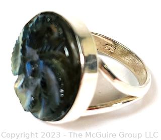 Carved Labradorite Sterling Silver Ring