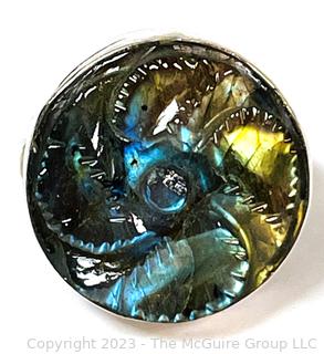 Carved Labradorite Sterling Silver Ring