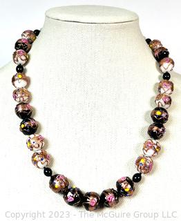 Venetian Wedding Cake Art Glass Bead Necklace