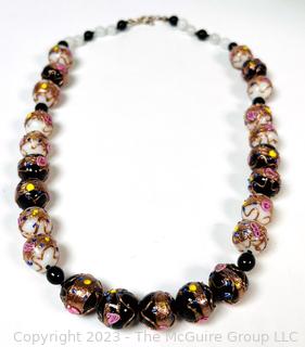 Venetian Wedding Cake Art Glass Bead Necklace