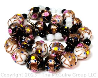 Venetian Wedding Cake Art Glass Bead Necklace