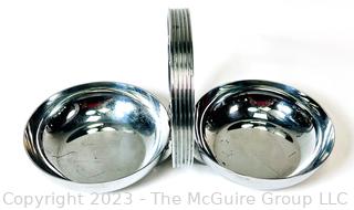 Art Deco Chrome Serving Tray with Chase Double Bowl Serving Dish With Carrying Handle and Cocktail Glasses. 