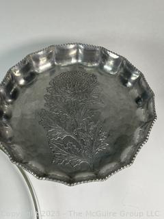 Two (2) Pewter and Glass Serving Pieces