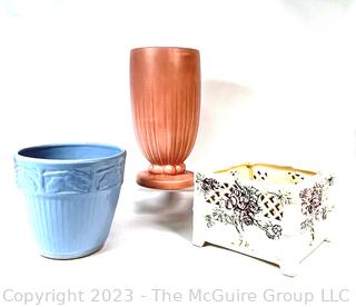 Three (3) Mid Century Pottery Planter and Vases. 