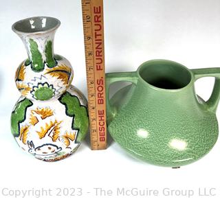 Two (2) Hand Painted Pottery Lamp Bases in Vase and Urn Shape