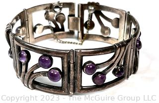 Mexican Sterling Silver & Amethyst Bracelet