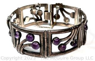 Mexican Sterling Silver & Amethyst Bracelet