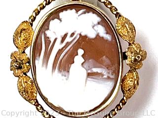 NOTE CHANGE IN WEIGHT Small Victorian Carved Pink Shell Cameo Brooch and Pendant in 14k Gold Surround. Total Weight is 3 Grams, not 15 Grams as earlier described 11-2-23 16:32pm ET