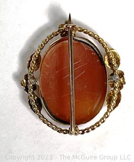 NOTE CHANGE IN WEIGHT Small Victorian Carved Pink Shell Cameo Brooch and Pendant in 14k Gold Surround. Total Weight is 3 Grams, not 15 Grams as earlier described 11-2-23 16:32pm ET