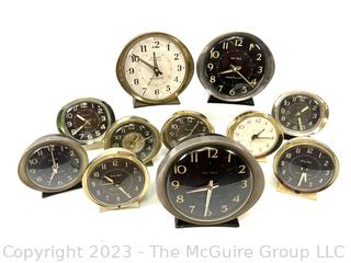 Eleven (11) Windup Alarm Clocks