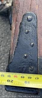 19th Century Flat Top Steamer Trunk, Unlined.  Includes note with Provenance. "Mary Isabelle Tabb marries Charles Alexander Stewart, Norfolk County, Virginia, in December 1887.  Trunk brought to Falls Church on Norfolk-Washington steamer. " Measures 32w x 20d x 23" height