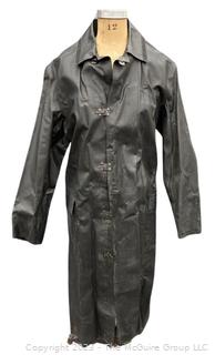 Vintage Black Rubber Slicker Trench Coat
