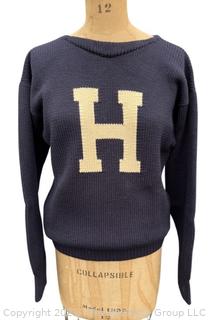 Vintage Wool Hand Knitted School H Sweater Made by Great Dane Knitting Mill Merrimack NH.