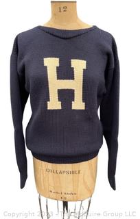 Vintage Wool Hand Knitted School H Sweater Made by Great Dane Knitting Mill Merrimack NH.