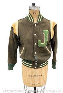 Wool with Leather Trim Athletic Letter Jacket from Donehower Quality Sporting Goods Jacket. Size 38 reg.  Some damage as shown. 
