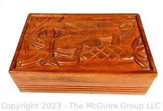 French Art Deco Carved Wooden Box