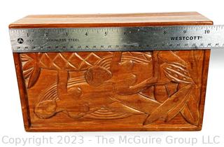 French Art Deco Carved Wooden Box