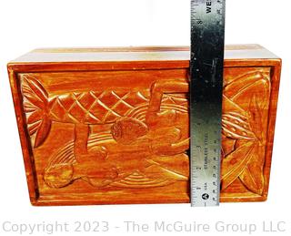 French Art Deco Carved Wooden Box