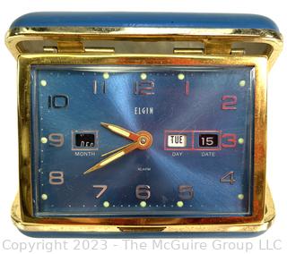 Blue Elgin Folding Travel Alarm Clock From Delaware Dinner, Boca Raton IBA 1971