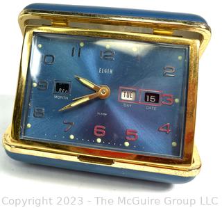 Blue Elgin Folding Travel Alarm Clock From Delaware Dinner, Boca Raton IBA 1971