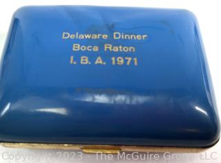 Blue Elgin Folding Travel Alarm Clock From Delaware Dinner, Boca Raton IBA 1971