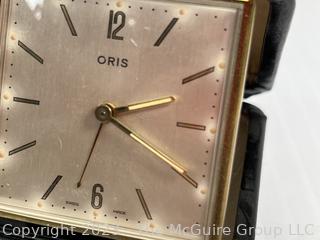 Oris Folding Travel Alarm Clock in Leather Covered Case