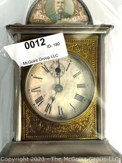 Franz Joseph I of Austria 50 Year Reign Jubilee Carriage Clock in Brass and Glass Case.  