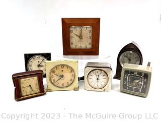 Seven (7) Mantel Desk Clocks Including Seth Thomas, General Electric and Westclox