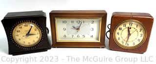 Three (3) Electric Mantel and Desk Clocks Including General Electric, Telechron and Sunbeam