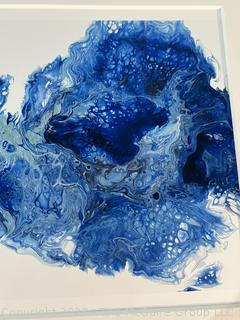 Unframed Signed and Number Color Lithograph of Blue Abstract Landscape by Melissa Meyers for White Porch Studios. Measures 12 X 8" 