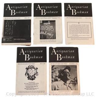 Five (5) Issues of "Antiquarian Bookman" Magazine 1951, 52 and 53