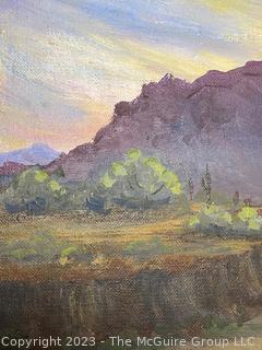 Unframed Oil on Board of Desert Scene. Measures 14 x 10"