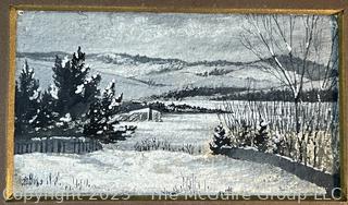 Oil on Board of New England Winter Landscape. Unsigned. Measures 7 1/4 x 10 1/4"
