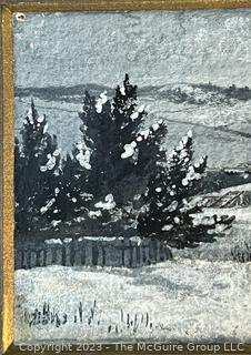 Oil on Board of New England Winter Landscape. Unsigned. Measures 7 1/4 x 10 1/4"
