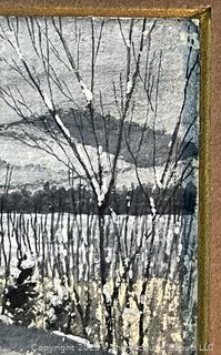 Oil on Board of New England Winter Landscape. Unsigned. Measures 7 1/4 x 10 1/4"
