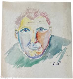 Watercolor Portrait of A Man. Signed CS'81. Measures 9 1/2 x 10 1/2"