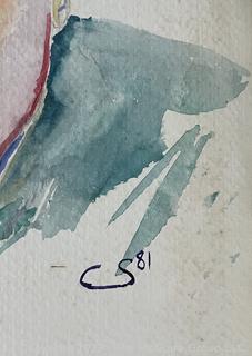 Watercolor Portrait of A Man. Signed CS'81. Measures 9 1/2 x 10 1/2"