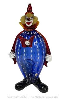 Murano Italian Hand Blown Glass Clown Figurine. Measures 22" tall.