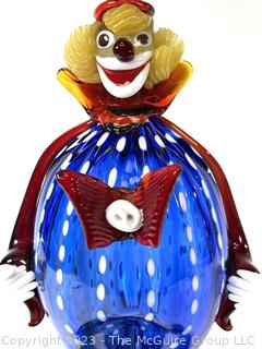 Murano Italian Hand Blown Glass Clown Figurine. Measures 22" tall.