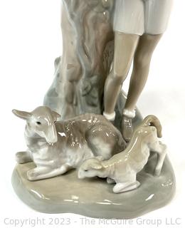 Lladro 4509 "Boy with Lambs" Porcelain Glazed Figurine. 11" tall