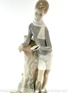 Lladro 4509 "Boy with Lambs" Porcelain Glazed Figurine. 11" tall