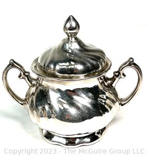 German Silver Plated Tea Set with Serving Tray, Lined with Porcelain (some damage)